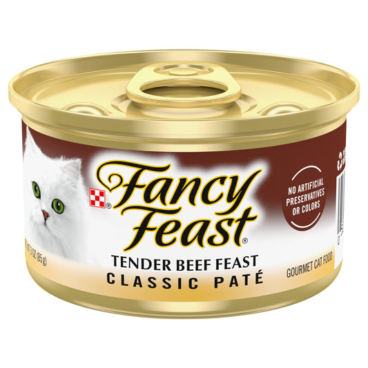 Purina Fancy Feast Grain Free Pate Wet Cat Food, Tender Beef Feast - 3 oz. Can