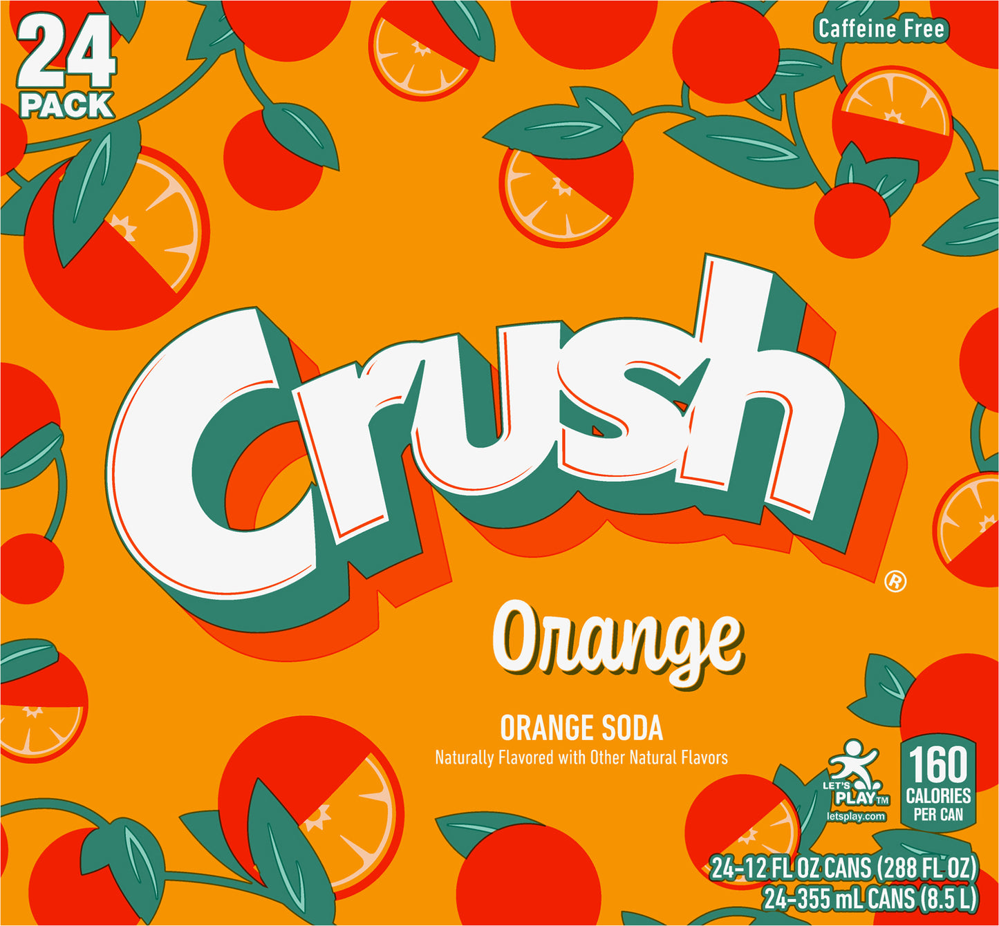 Crush Orange Soda, 12 fl oz cans, 24 pack