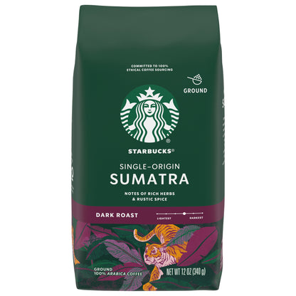 Starbucks Ground Dark Roast Sumatra Coffee 12 oz