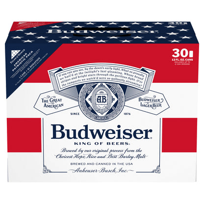 Budweiser American Patriotic Pack Lager Beer 30 ea