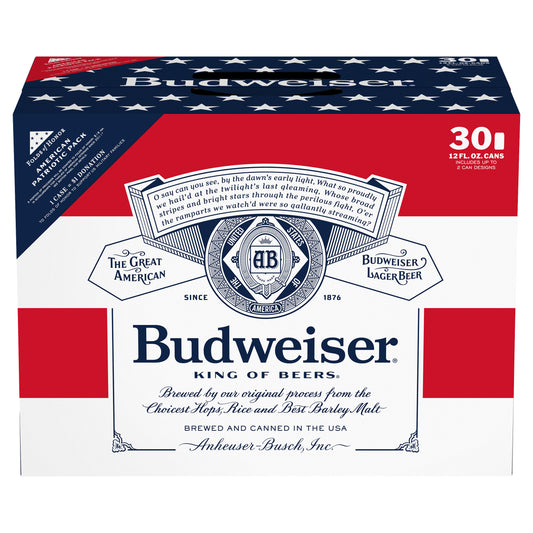 Budweiser American Patriotic Pack Lager Beer 30 ea
