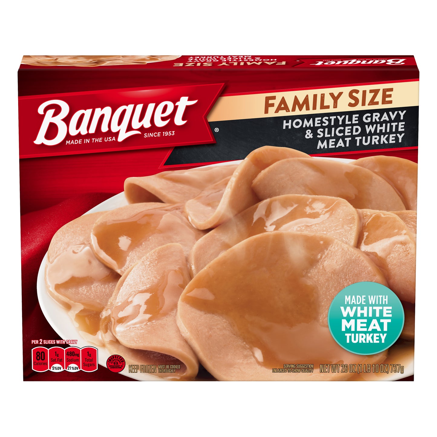 Banquet Family Size Homestyle Gravy & Sliced White Meat Turkey 26 oz