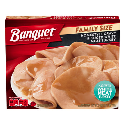 Banquet Family Size Homestyle Gravy & Sliced White Meat Turkey 26 oz