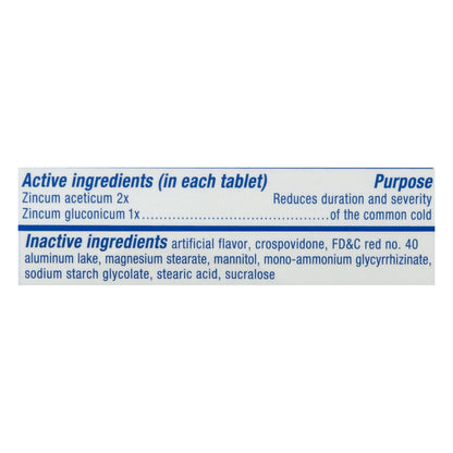 Zicam Rapidmelts Quick Dissolve Tablets Cherry Flavor Cold Remedy 25 ea