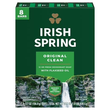 Irish Spring Original Clean Soap Bars 8-3.7 oz Boxes