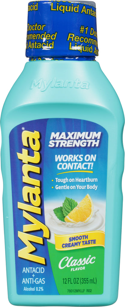 Mylanta Maximum Strength Classic Flavor Antacid + Anti-Gas Liquid 12 fl oz