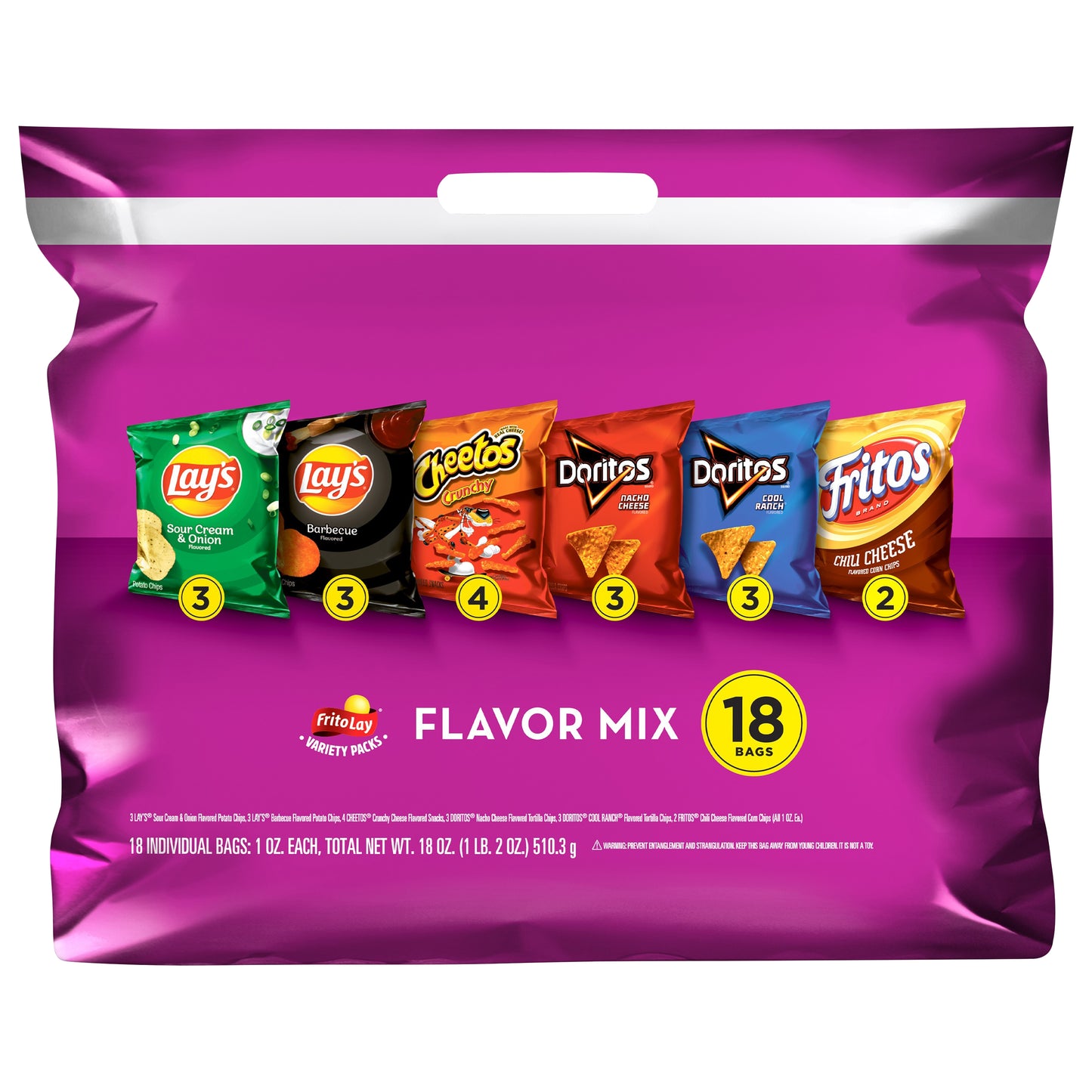 Frito Lay Variety Packs Flavor Mix Snacks 18 ea Bag