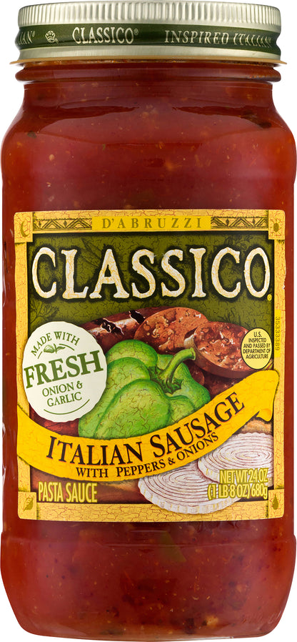 Classico Italian Sausage With Peppers and Onions Pasta Sauce, 24 oz Jar
