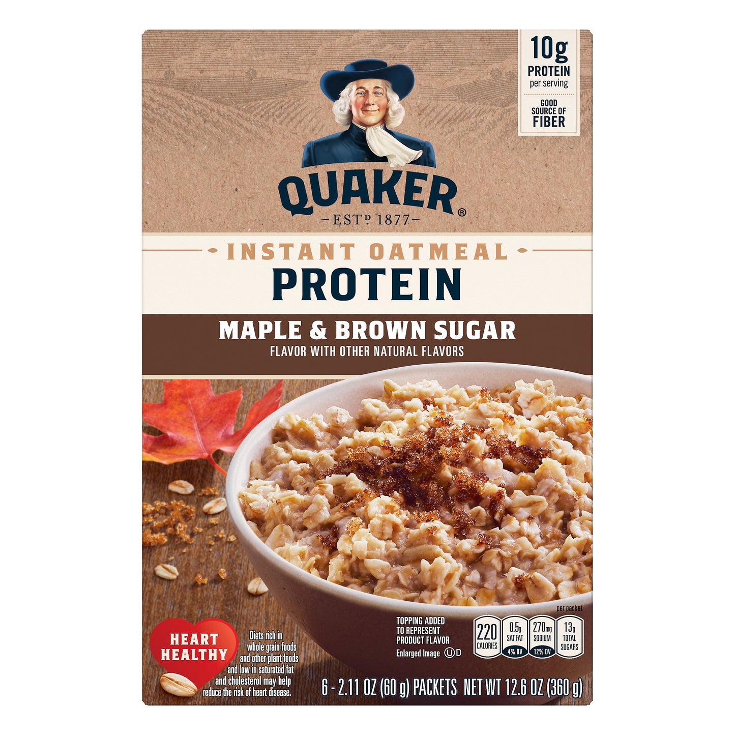 Quaker Protein Maple & Brown Sugar Instant Oatmeal 6 ea