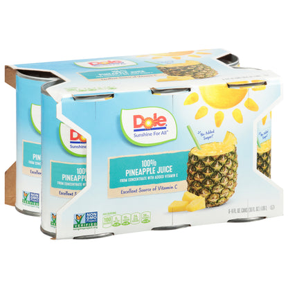 Dole Pineapple 100% Juice 6 - 6 fl oz Cans