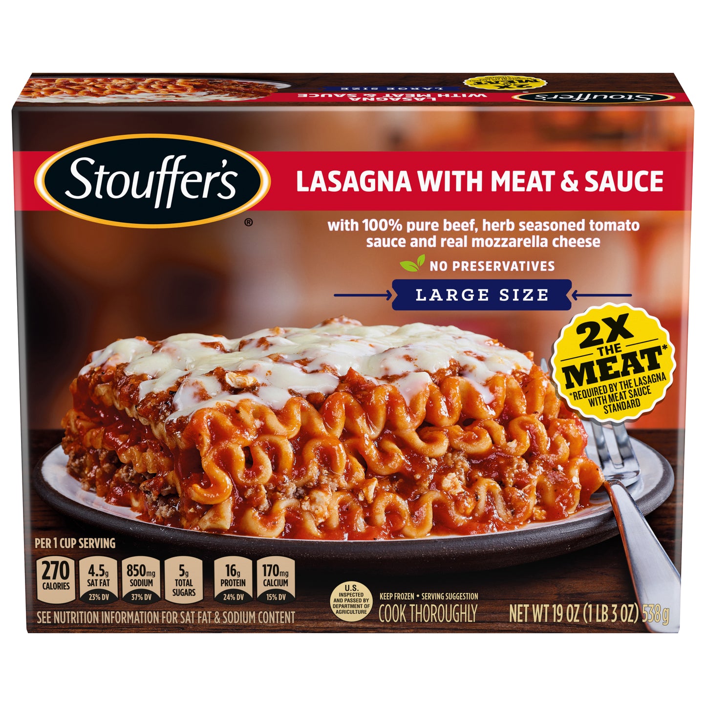 Stouffer's Large Size Lasagna with Meat & Sauce 19 oz