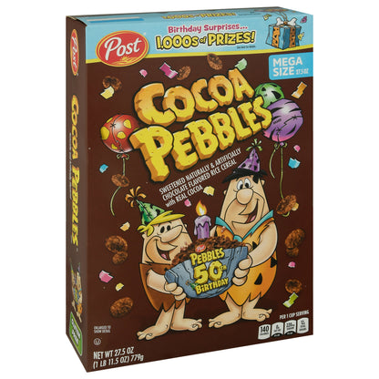 Cocoa Pebbles Sweetened Chocolate Flavored Rice Cereal 27.5 oz Box