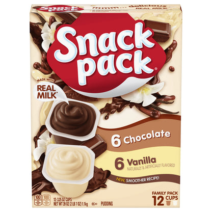 Snack Pack Family Pack Chocolate/Vanilla Pudding 12 ea
