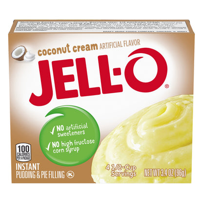 Jell-O Coconut Cream Instant Pudding Mix, 3.4 oz Box