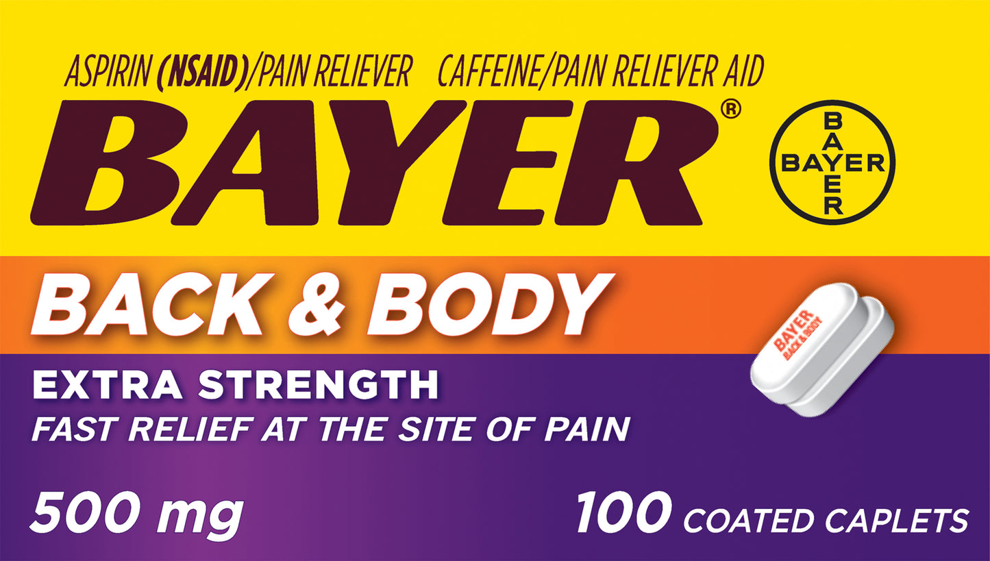 Bayer Extra Strength 500 mg Back & Body Caplets 100 ea Box