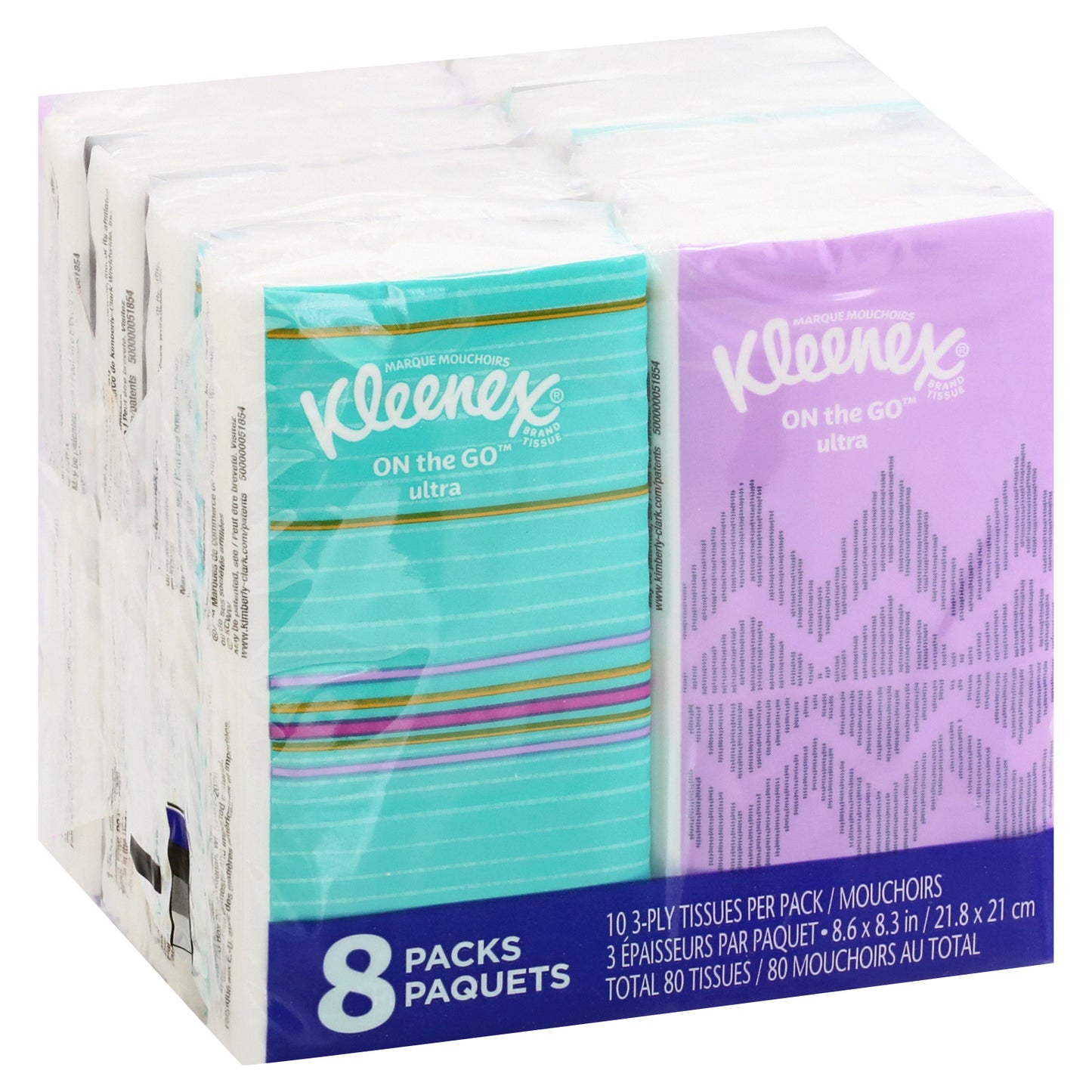Kleenex On the Go 8 Pack 3-Ply Ultra Tissues 8 ea