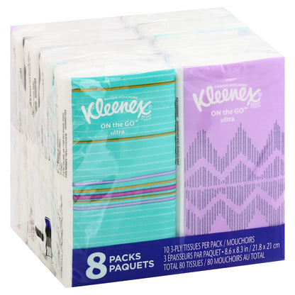 Kleenex On the Go 8 Pack 3-Ply Ultra Tissues 8 ea
