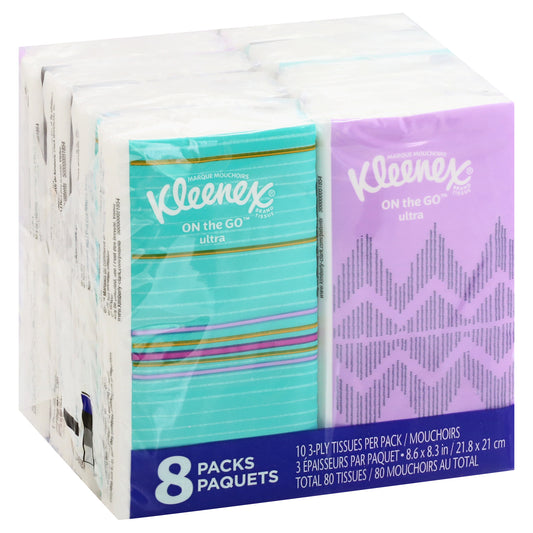 Kleenex On the Go 8 Pack 3-Ply Ultra Tissues 8 ea