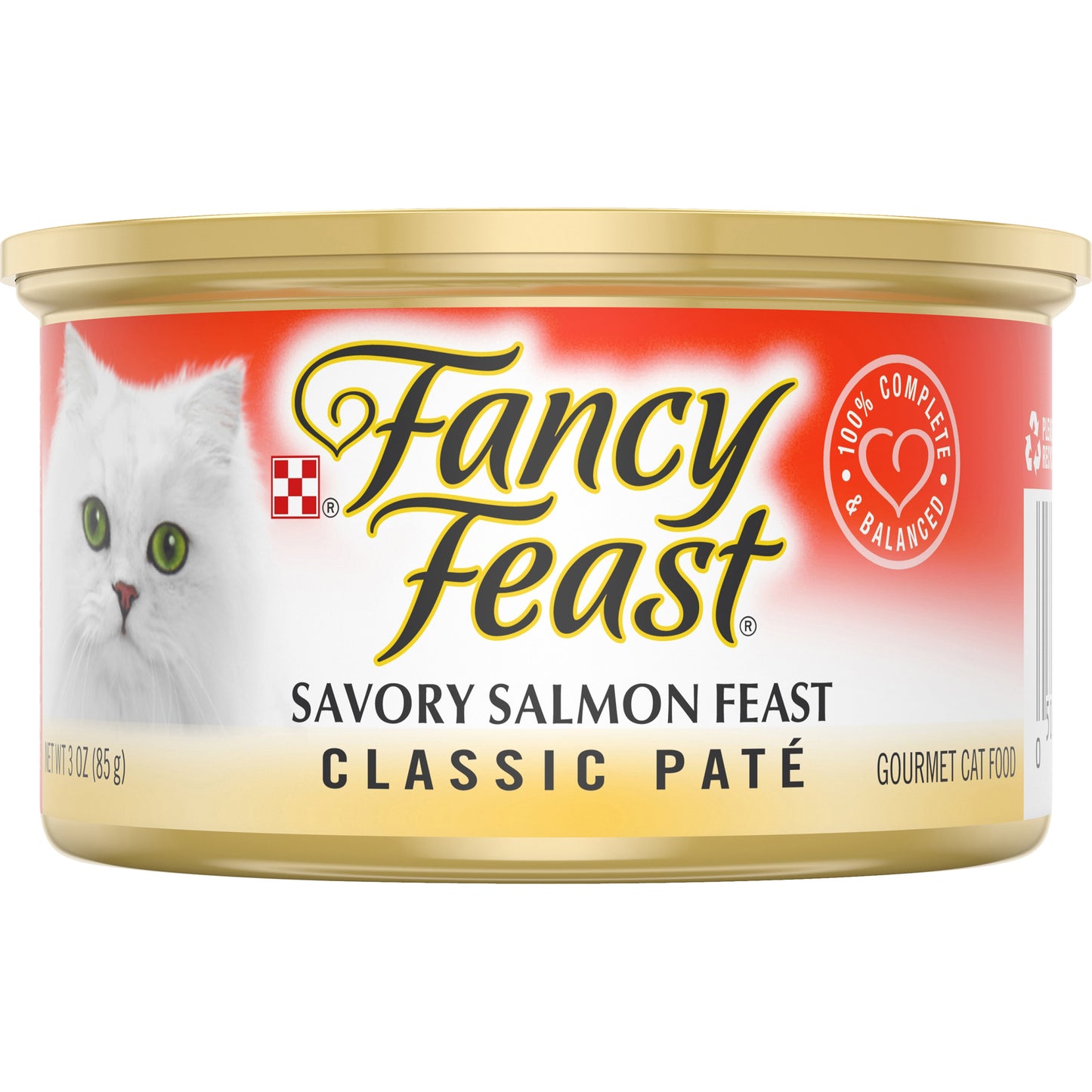Purina Fancy Feast Grain Free Pate Wet Cat Food, Classic Pate Savory Salmon Feast - 3 oz. Can