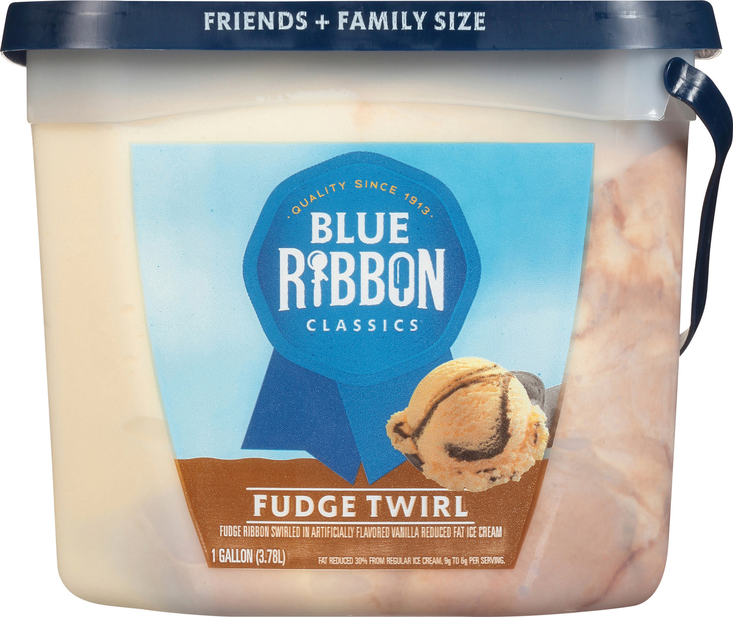 Blue Ribbon Classics Reduced Fat Friends + Family Size Fudge Twirl Ice Cream 1 gl