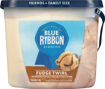 Blue Ribbon Classics Reduced Fat Friends + Family Size Fudge Twirl Ice Cream 1 gl