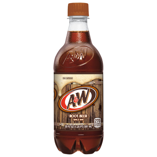 A&W No Caffeine Root Beer Soda 20 fl oz Bottle