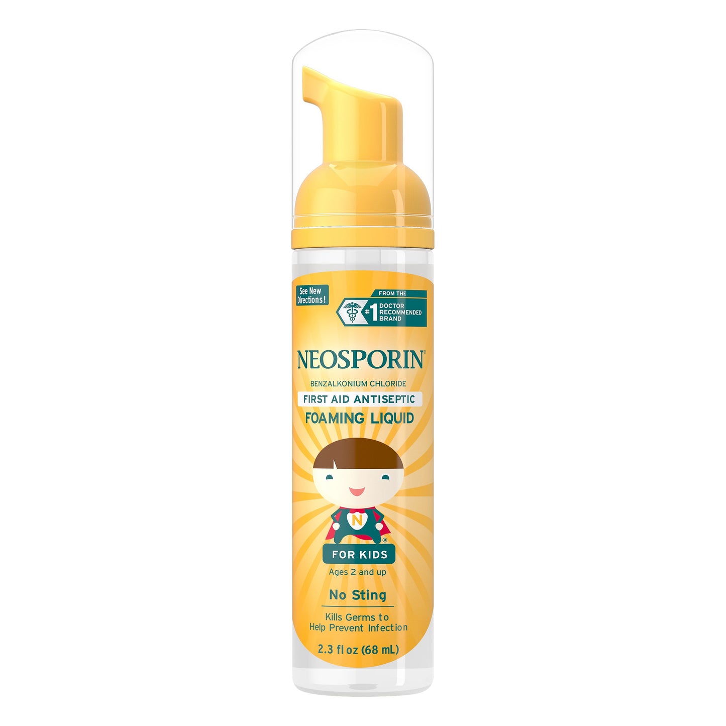 Neosporin Foaming Liquid for Kids First Aid Antiseptic 2.3 oz