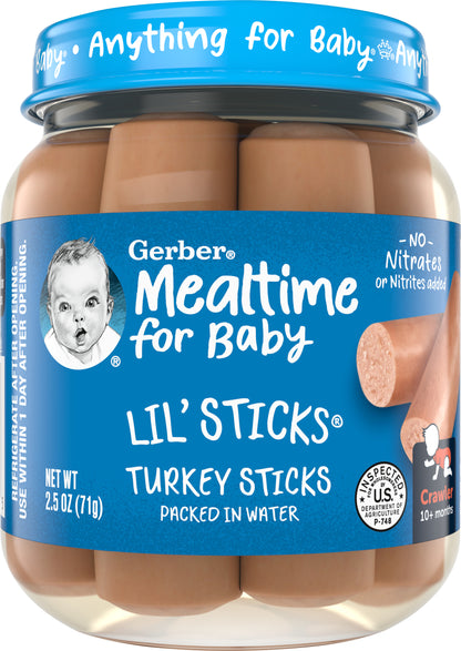 Gerber Lil' Sticks Mealtime for Baby 10+ Months Crawler Turkey Sticks 2.5 oz