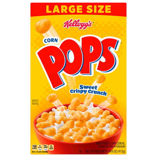 Corn Pops Large Size Sweet Crispy Crunch Sweetened Corn Cereal 14.6 oz