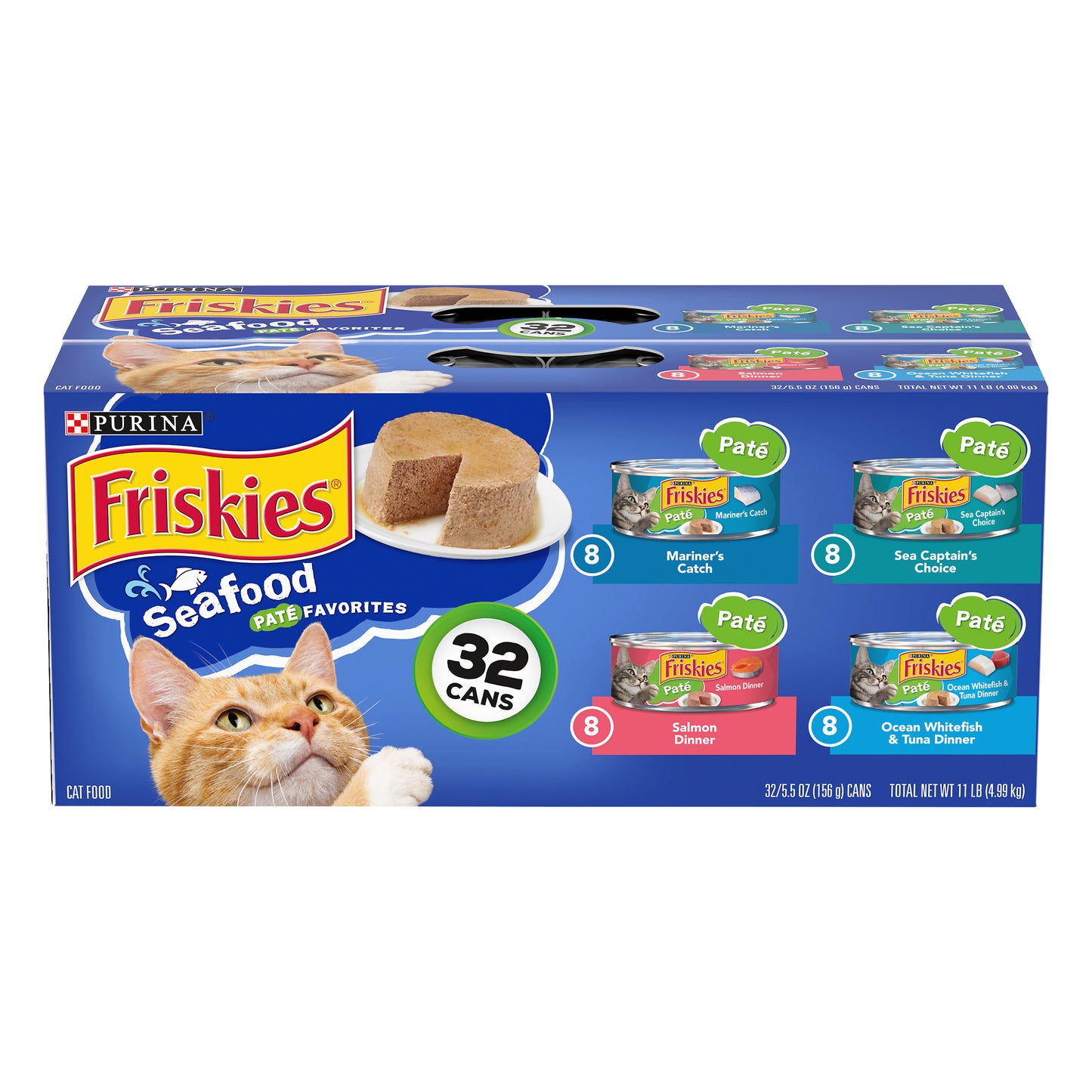Purina Friskies Pate Wet Cat Food Variety Pack, Seafood Favorites - (32) 5.5 oz. Cans