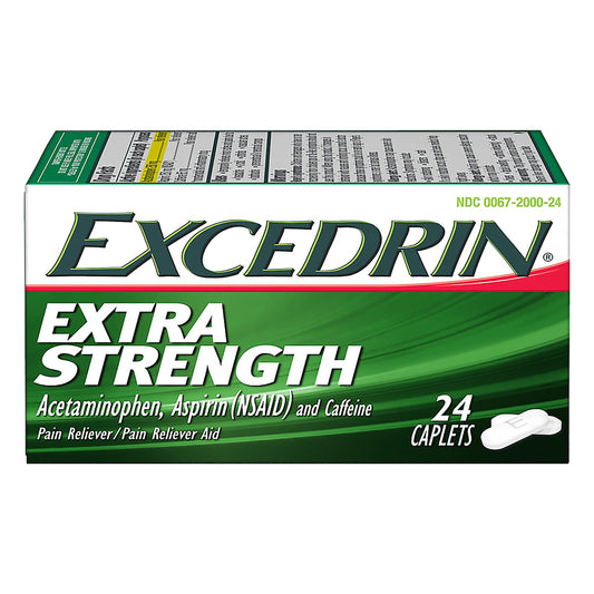 Excedrin Extra Strength Caplets for Headache Pain Relief, 24 count