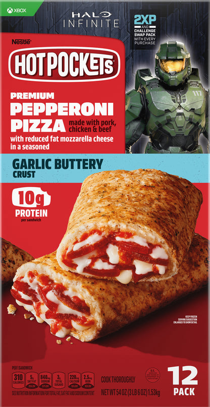 Hot Pockets Garlic Buttery Crust Premium Pepperoni Pizza Sandwich 12 ea