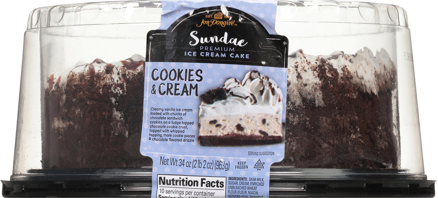 Jon Donaire™ Sundae Cookies & Cream Premium Ice Cream Cake 34 oz. Clamshell