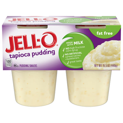 Jell-O Fat Free Ready to Eat Tapioca Pudding Cups, 4 ct - 15.5 oz Package