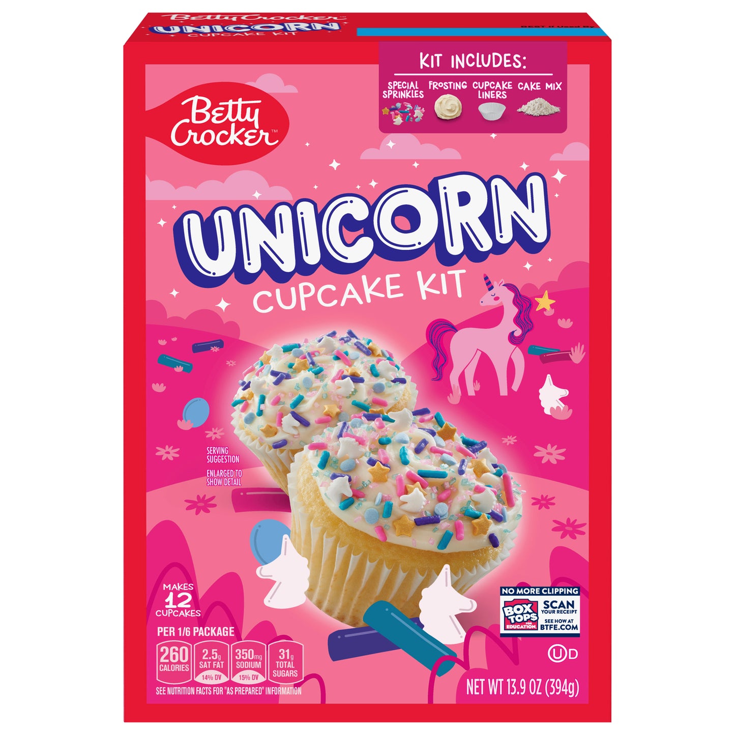 Betty Crocker Ready to Bake Unicorn Cupcake Kit, 13.9 oz, 12 ct