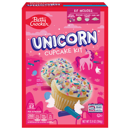 Betty Crocker Ready to Bake Unicorn Cupcake Kit, 13.9 oz, 12 ct