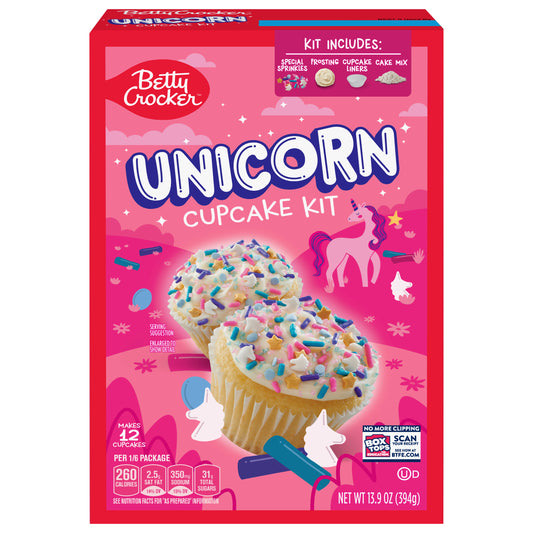 Betty Crocker Ready to Bake Unicorn Cupcake Kit, 13.9 oz, 12 ct