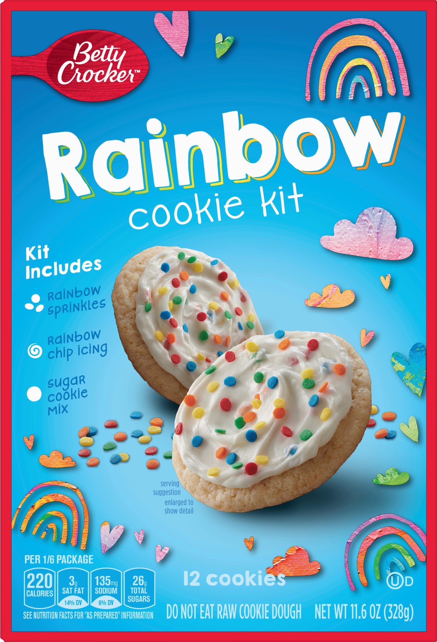 Betty Crocker Ready to Bake Rainbow Cookie Kit, 11.6 oz, 12 ct