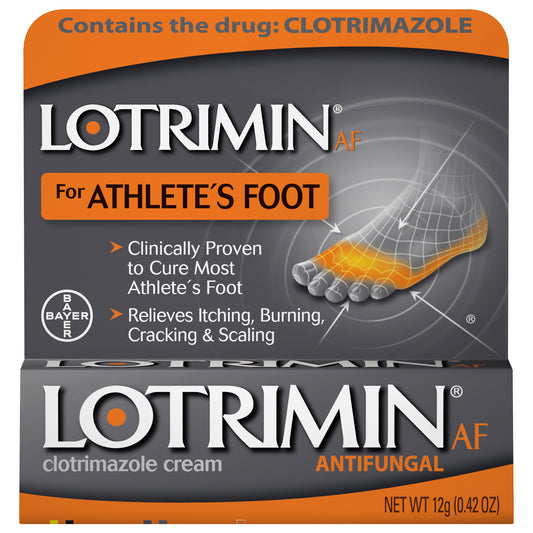 Lotrimin AF Clotrimazole Cream Antifungal for Athlete's Foot 12 g Box