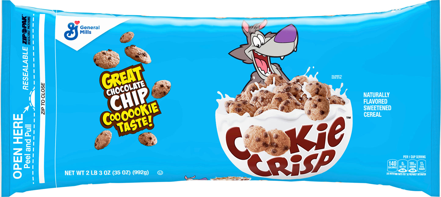 Cookie Crisp Breakfast Cereal, Chocolate Chip Cookie, 35 oz