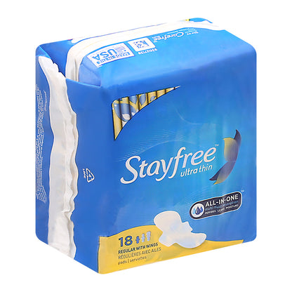 Stayfree Regular Ultra Thin Pads with Wings 18 ea