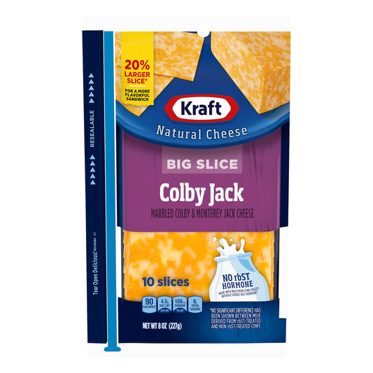 Kraft Big Slice Colby Jack Cheese Slices, 10 ct - 8 oz Wrapper