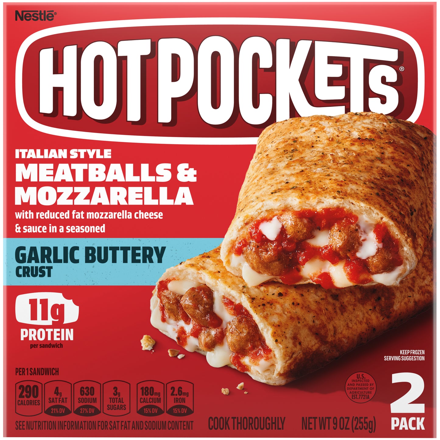 HOT POCKETS Meatballs & Mozzarella Frozen Sandwiches 2 ct Box