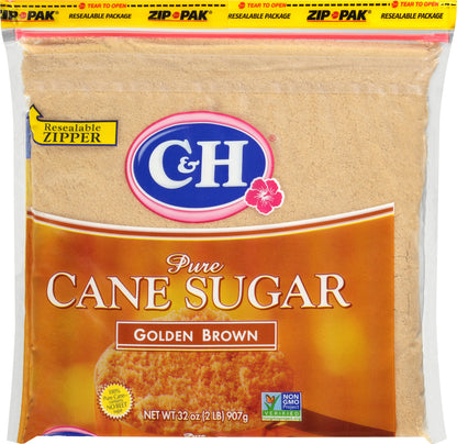 C&H® Pure Cane Sugar Golden Brown Sugar 2 lb. ZIP-PAK
