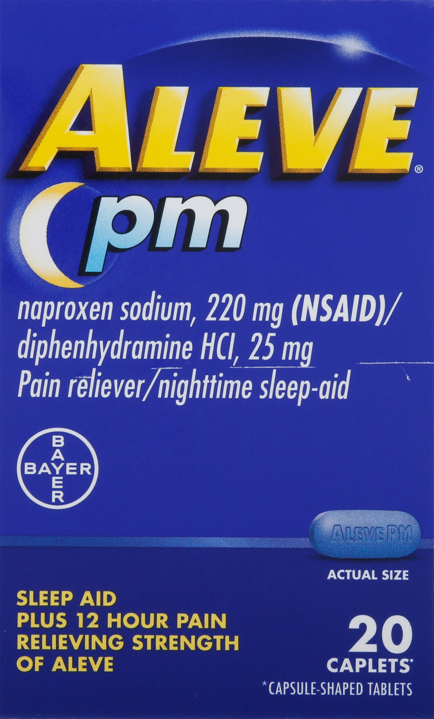 Aleve PM Caplets 220 mg Pain Reliever/Nighttime Sleep-Aid 20 Caplets