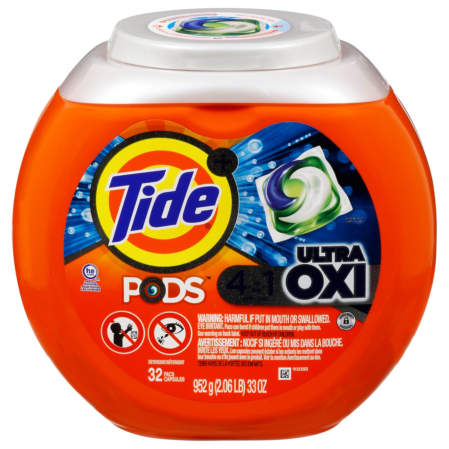 Tide Pods 4 in 1 Ultra OXI Detergent 32 Pacs 32 ea