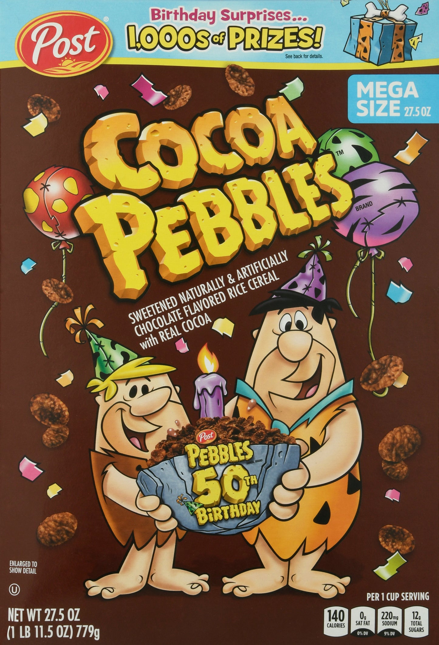 Cocoa Pebbles Sweetened Chocolate Flavored Rice Cereal 27.5 oz Box