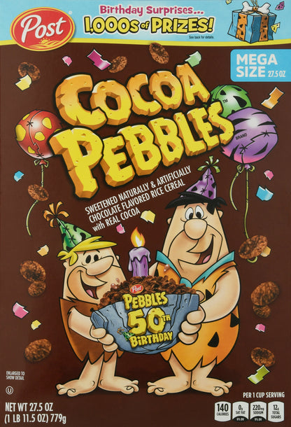 Cocoa Pebbles Sweetened Chocolate Flavored Rice Cereal 27.5 oz Box