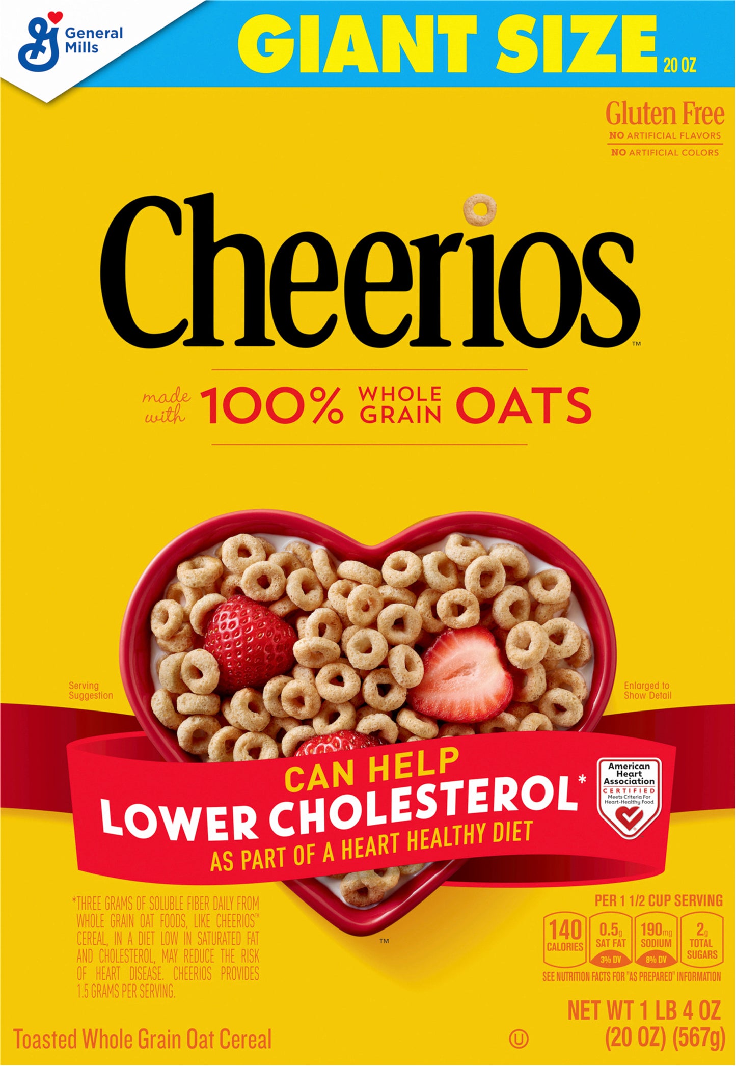 Cheerios, Breakfast Cereal with Whole Grain Oats, Gluten Free, 20 oz