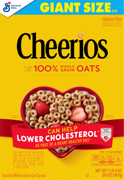 Cheerios, Breakfast Cereal with Whole Grain Oats, Gluten Free, 20 oz